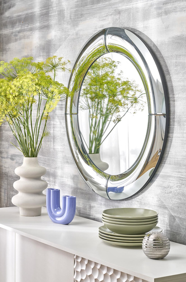 Lustro okrągłe srebrne 80 cm Moon