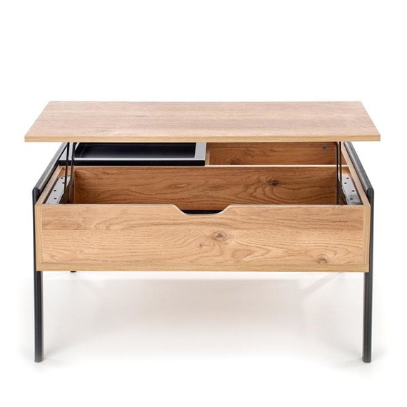 Stolik kawowy kwadratowy naturalny / czarny mat 85 x 80 cm Podium