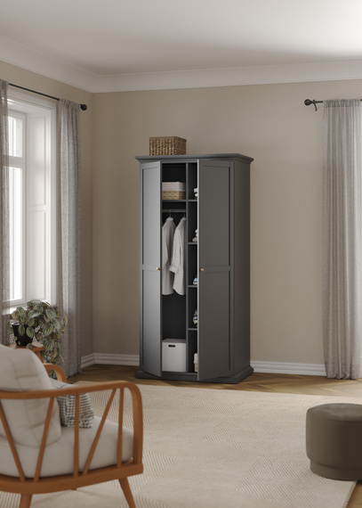 Szafa dwudrzwiowa szara mat 96 x 201 cm Paris