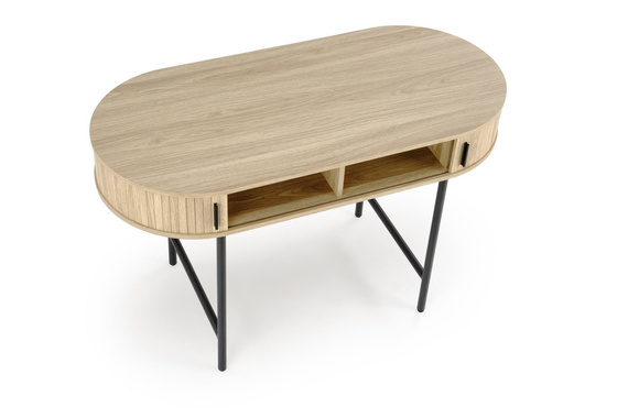 Biurko z drzwiami naturalne / czarne mat 120 cm B51