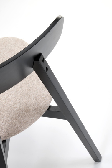 Krzesło do jadalni drewniane tapicerowane beżowe / czarne Hylo