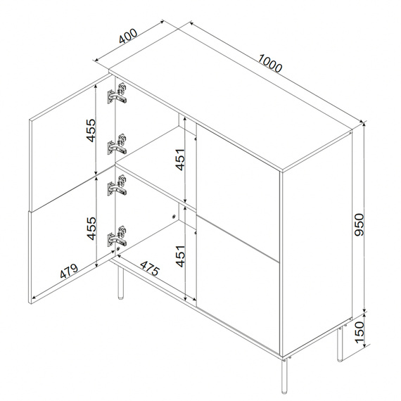 Komoda z drzwiami zielona mat 100 cm Aurelia