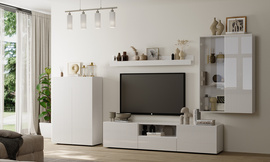 Meblościanka do salonu biała połysk 300 cm Corda