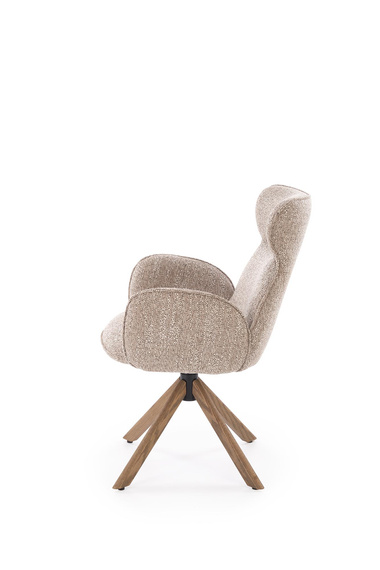 Krzesło do jadalni tapicerowane beżowe / orzech K585