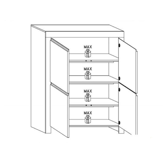 Komoda wysoka z drzwiami biała wysoki połysk 119 cm Amaretto