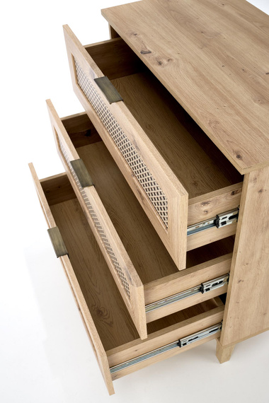 Komoda z szufladami dąb artisan / czarny mat 80 cm Borneo