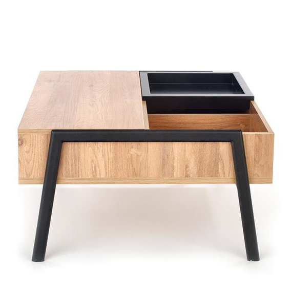 Stolik kawowy kwadratowy naturalny / czarny mat 85 x 80 cm Podium