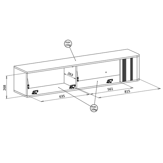 Szafka RTV wisząca kaszmir mat 150 cm Luvio