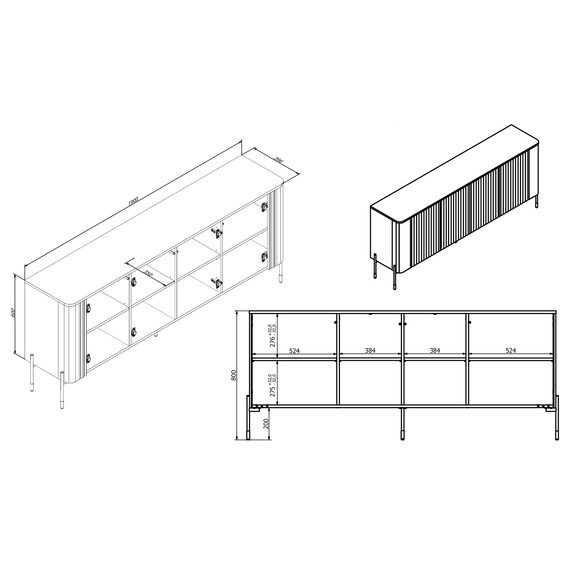 Komoda z drzwiami dąb barokowy ristretto 190 cm Aria