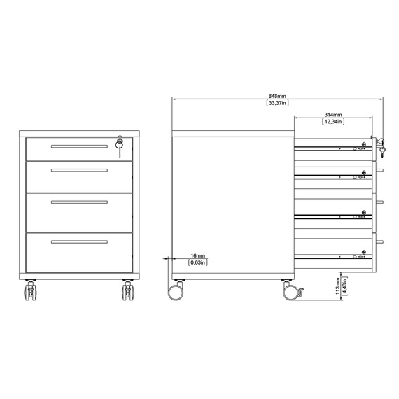 Kontenerek pod biurko dąb sonoma mat 48 x 49 x 68 cm Prima