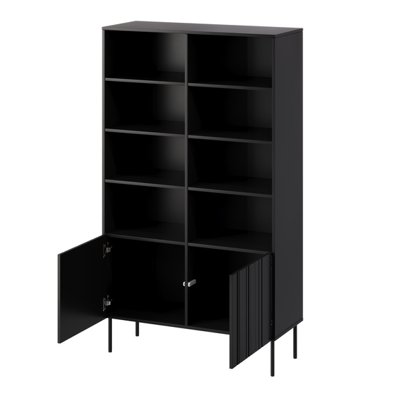 Regał do salonu czarny mat 100 x 40 x 175 cm Milo