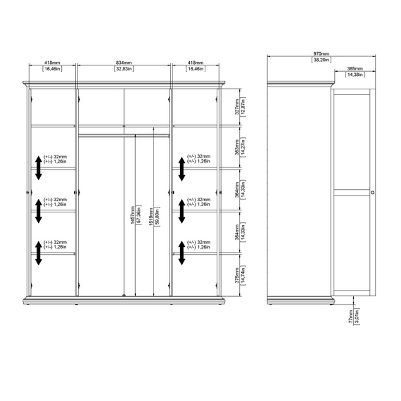 Szafa czterodrzwiowa biała mat 182 x 201 cm Paris