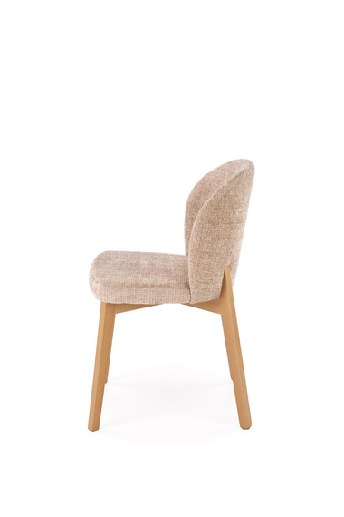 Krzesło do jadalni tapicerowane beżowe / dąb Basso