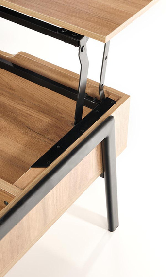 Stolik kawowy kwadratowy naturalny / czarny mat 85 x 80 cm Podium