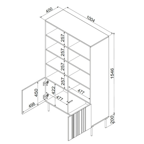 Regał do salonu czarny mat 100 x 40 x 175 cm Milo