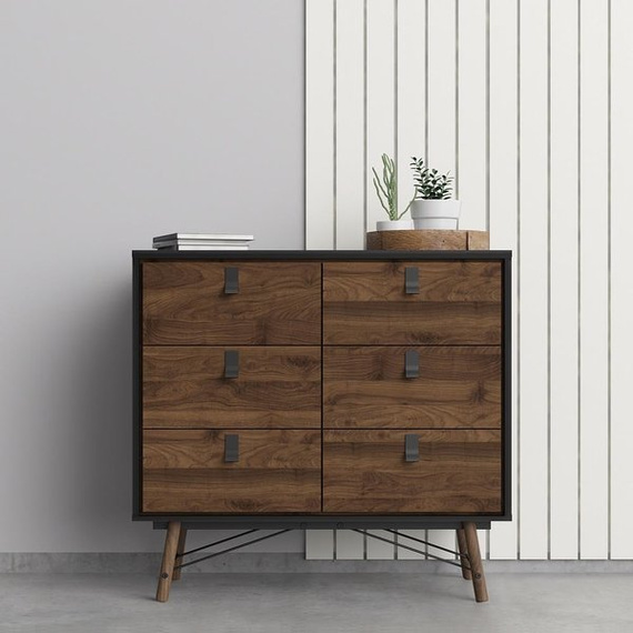 Komoda z szufladami orzech / czarna mat 102 cm Ryan