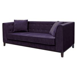 Sofa tapicerowana Leya, 3 osobowa, fioletowa, nóżki wenge