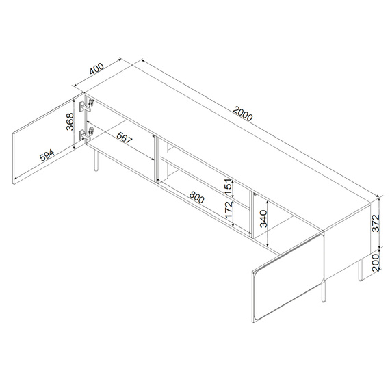 Szafka RTV granatowa mat 200 cm Verno