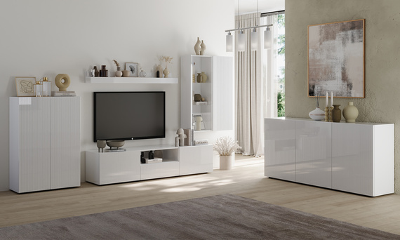 Komoda z drzwiami biała połysk 181 cm Corda