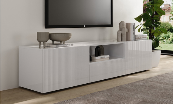 Szafka RTV biała połysk 184 cm Corda