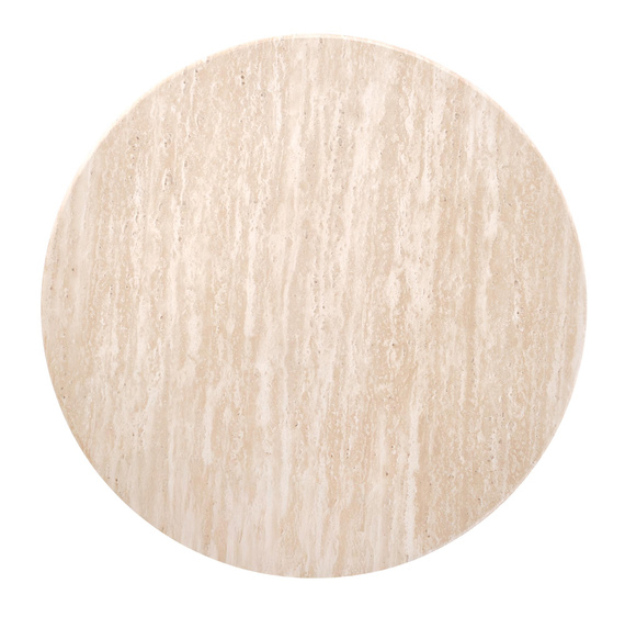 Stolik kawowy okrągły trawertyn / orzech mat 50 cm Dorotea S