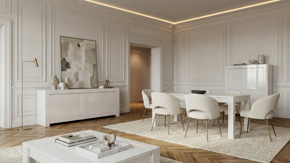 Komoda wysoka z drzwiami biała wysoki połysk 119 cm Amaretto