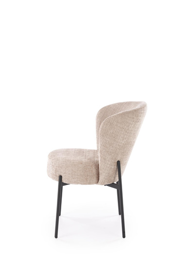 Krzesło do jadalni tapicerowane beżowe / czarne K590