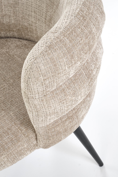 Krzesło do jadalni tapicerowane beżowe / czarne K575