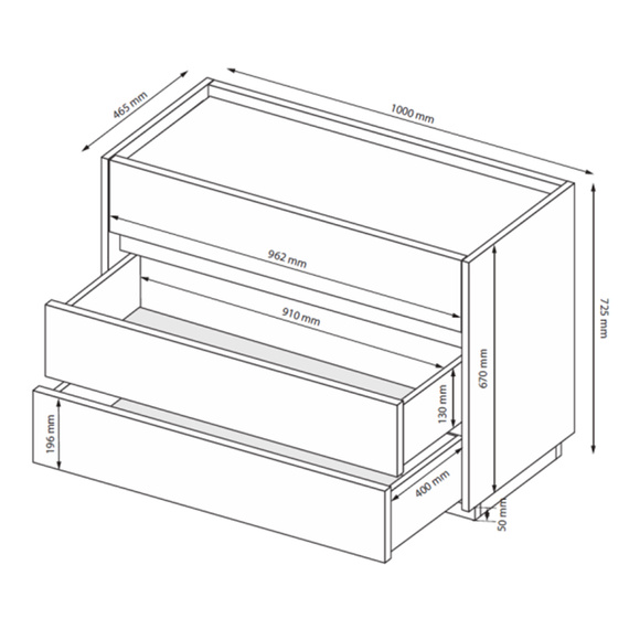 Komoda z szufladami antracyt / grafit mat 110 cm Teo