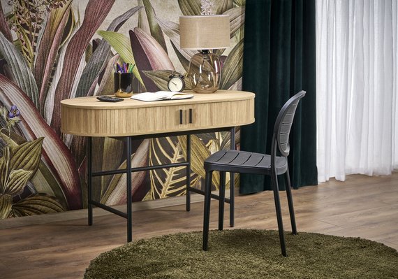 Biurko z drzwiami naturalne / czarne mat 120 cm B51