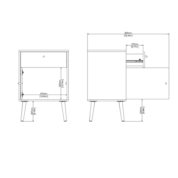Szafka nocna szara mat 50 cm Bodo