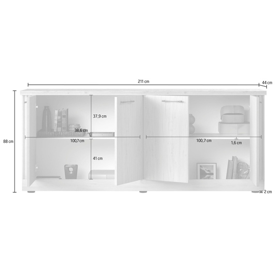 Komoda z drzwiami dąb Meringa/dąb Cadiz mat 211 cm Avina