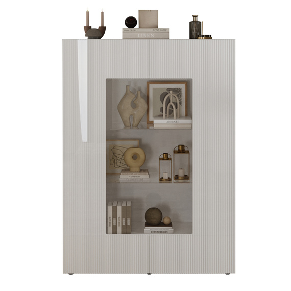 Witryna dwudrzwiowa biała połysk 121 x 166 cm Corda