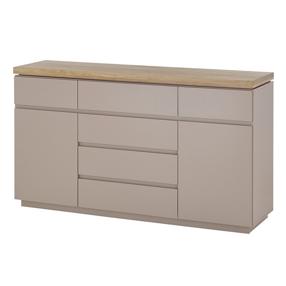 Komoda z szufladami i drzwiami beżowoszara / drewno akacjowe mat 150 cm Cavo