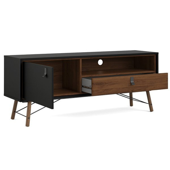 Szafka RTV czarna / orzech mat 150 cm Ryan