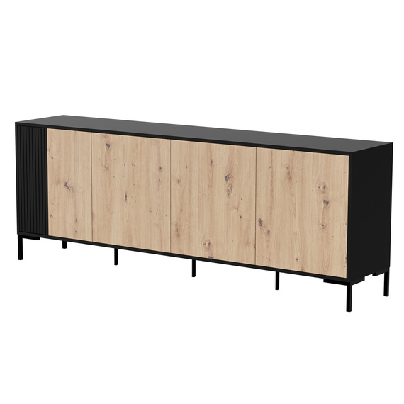 Komoda z drzwiami dąb artisan / czarna mat 200 cm Arden