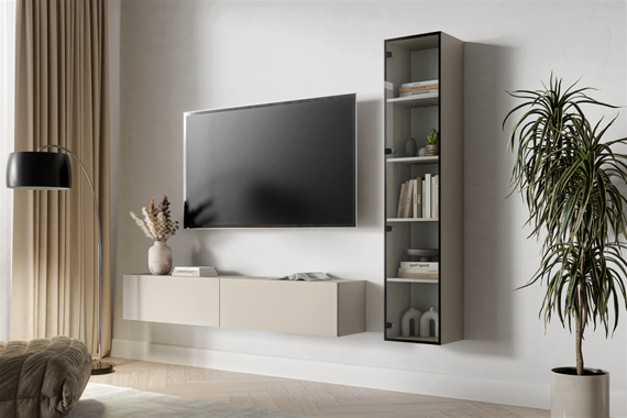 Witryna wisząca przeszklona kaszmir mat 35 x 168 cm Alto