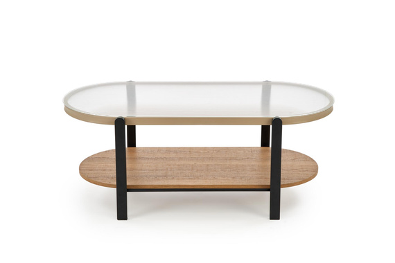 Ława szklana transparentna / naturalny / czarny mat 110 x 54 cm Kamala