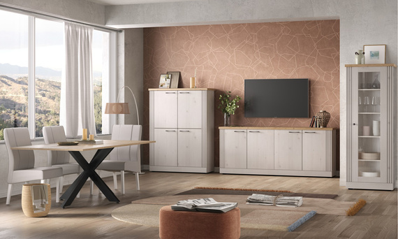 Komoda wysoka z drzwiami dąb Meringa/dąb Cadiz mat 118 cm Avina