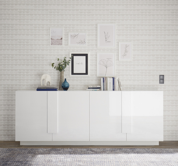 Komoda z drzwiami biała wysoki połysk 241 cm Sorelle