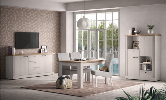 Komoda z szufladami i drzwiami dąb Meringa/dąb Cadiz mat 211 cm Avina