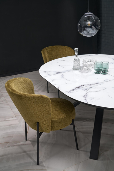 Krzesło do jadalni tapicerowane oliwkowe / czarne K590