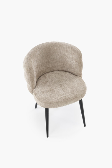 Krzesło do jadalni tapicerowane beżowe / czarne K575