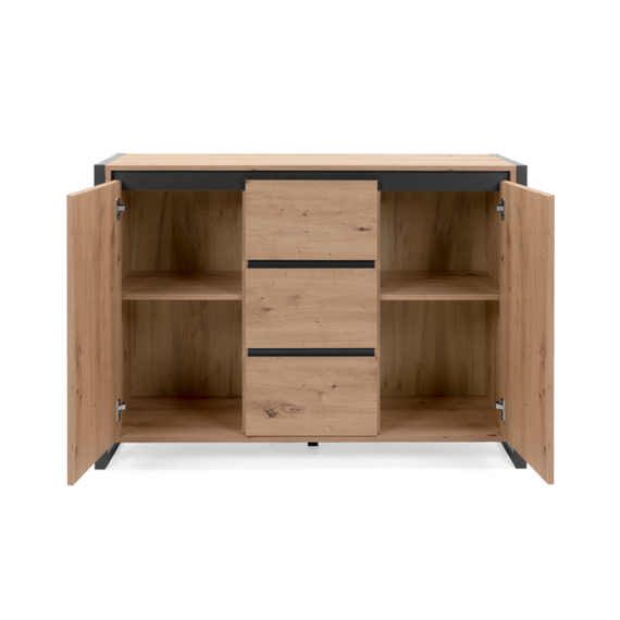 Komoda z szufladami i drzwiami dąb / antracyt mat 120 cm Denver