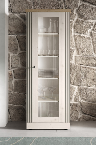 Witryna jednodrzwiowa dąb Meringa/dąb Cadiz mat 72 x 192 cm Avina