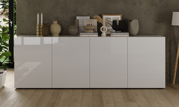 Komoda z drzwiami biała połysk 241 cm Corda