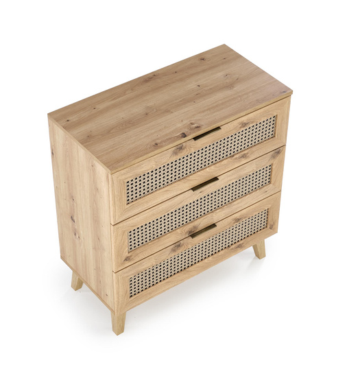 Komoda z szufladami dąb artisan / czarny mat 80 cm Borneo