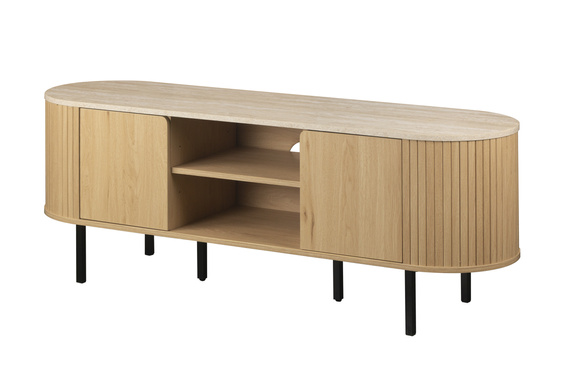 Szafka RTV z lamelalami dąb / trawertyn mat 140 cm Fabia