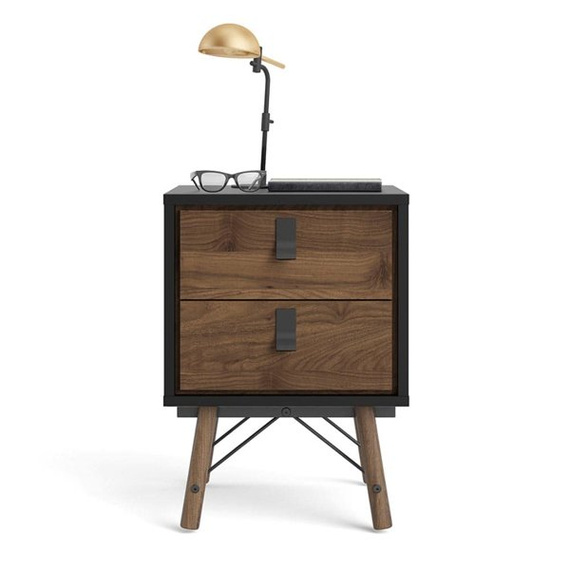 Szafka nocna czarna / orzech mat 43 cm Ryan