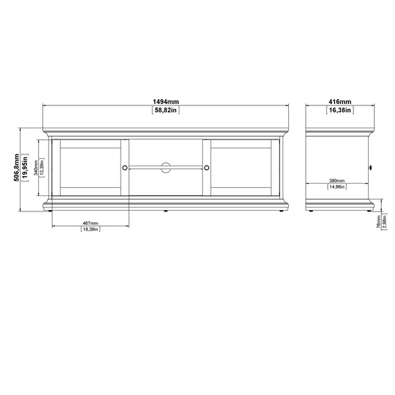 Szafka RTV biała mat 149 cm Paris